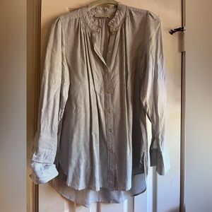 LOFT Striped Button Down Shirt - Black and White